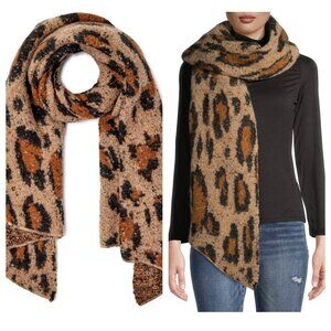 NWT Time and Tru Women's Leopard Print Stylish Winter Warm Fashion Blanket Scarf